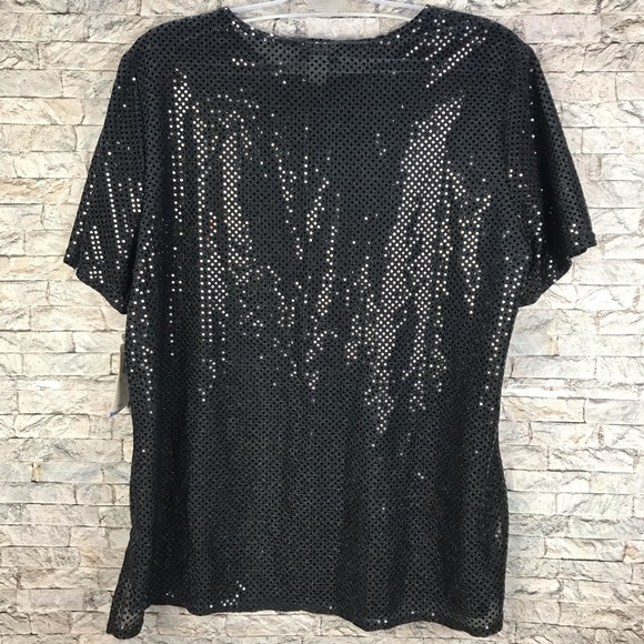 NOTATIONS NWT SIZE 1X BLOUSE-SHORT SLEEVE-SEQUINS - Picture 7 of 16